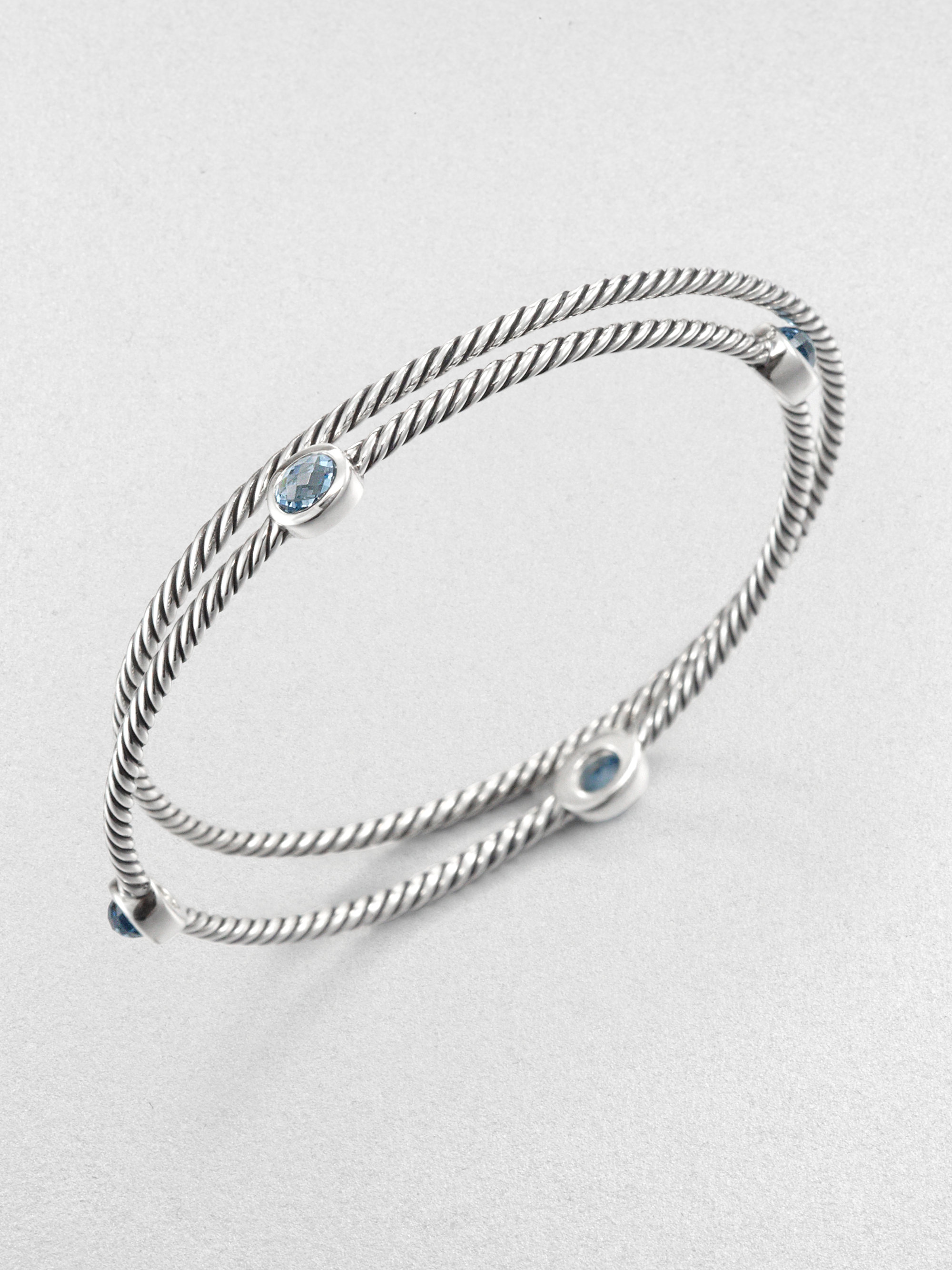 David Yurman Silver Blue Topaz Sterling Silver Bangle Bracelet Set Product 1 6710381 122749360 