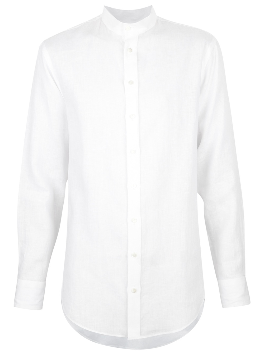 Lyst - Giorgio Armani Collarless Button Down Shirt in White for Men