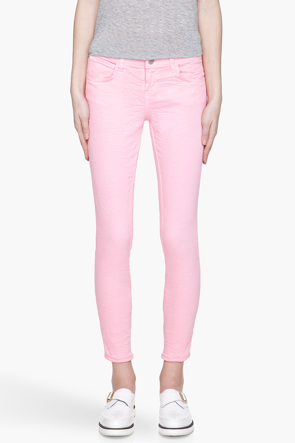 J brand Bubblegum Pink Engineered Crinkle Skinny Jeans in Pink | Lyst