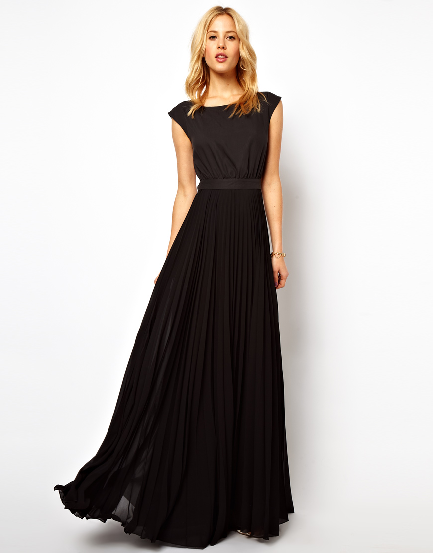 Lyst - Mango Maxi Dress with Pleat Skirt and Open Back in ...