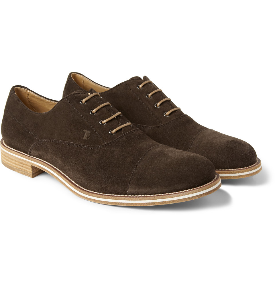 Lyst Tod'S Suede Oxford Shoes in Brown for Men