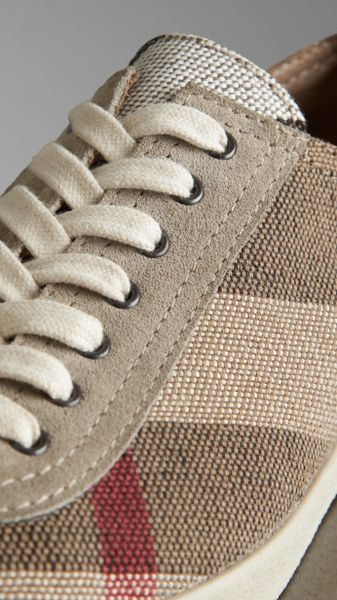Burberry Check Canvas Sneakers in Brown (dark beige) | Lyst