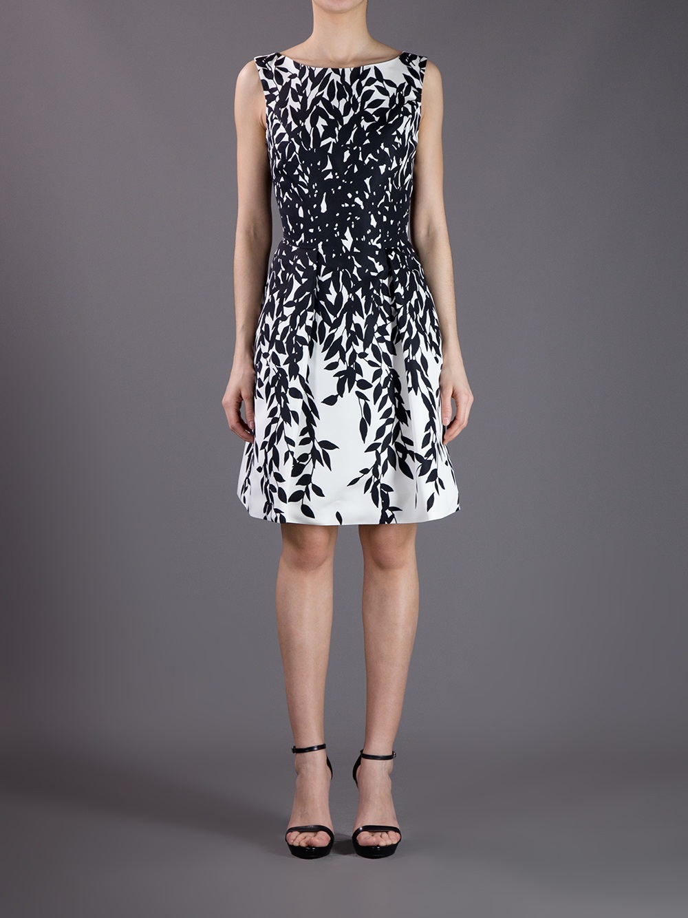 Lyst - Blumarine Sleeveless Leaf Print Dress in White