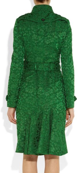 Burberry Prorsum Lace Trench Coat in Green (emerald) | Lyst