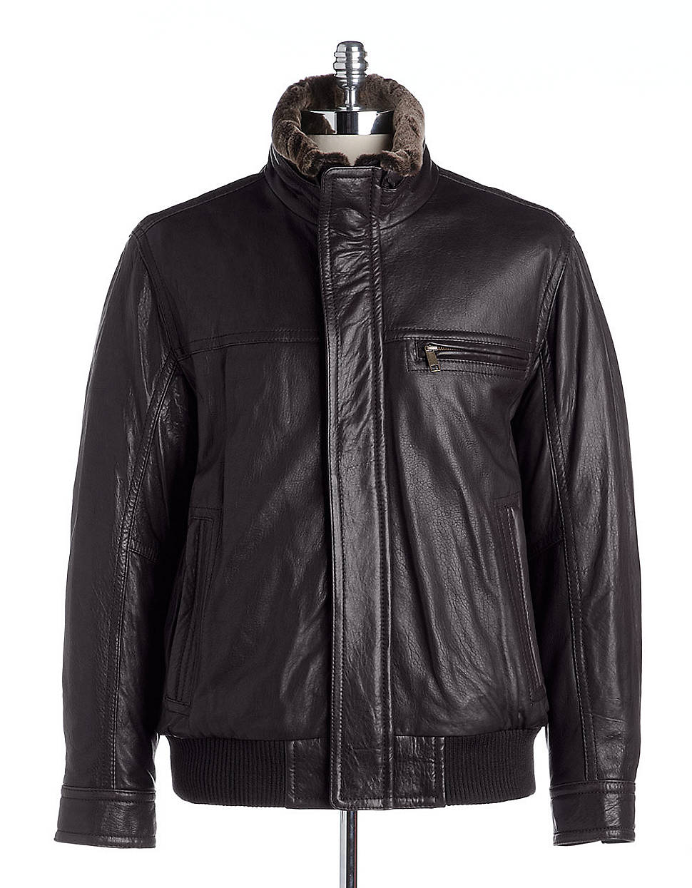 Lyst - Marc new york Fur Hood Leather Bomber Jacket in Black for Men