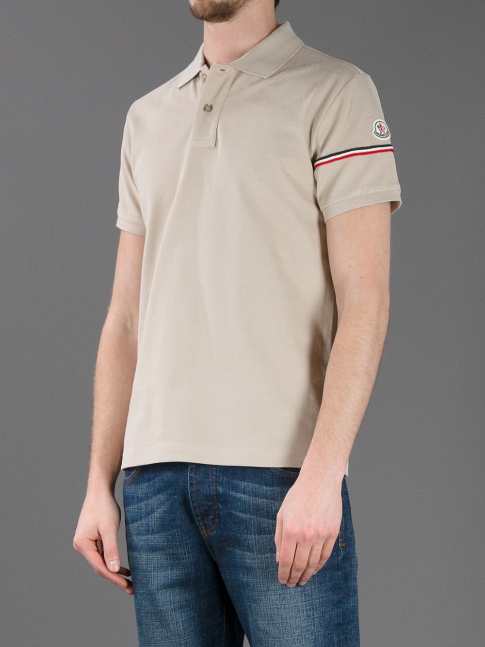 Moncler Polo Shirt in Beige for Men | Lyst