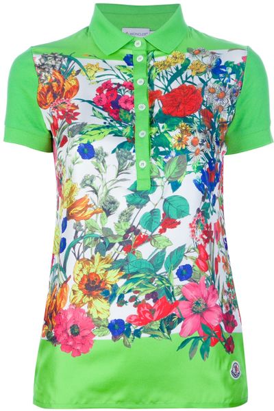 Moncler Floral Polo Shirt in Green (floral) | Lyst
