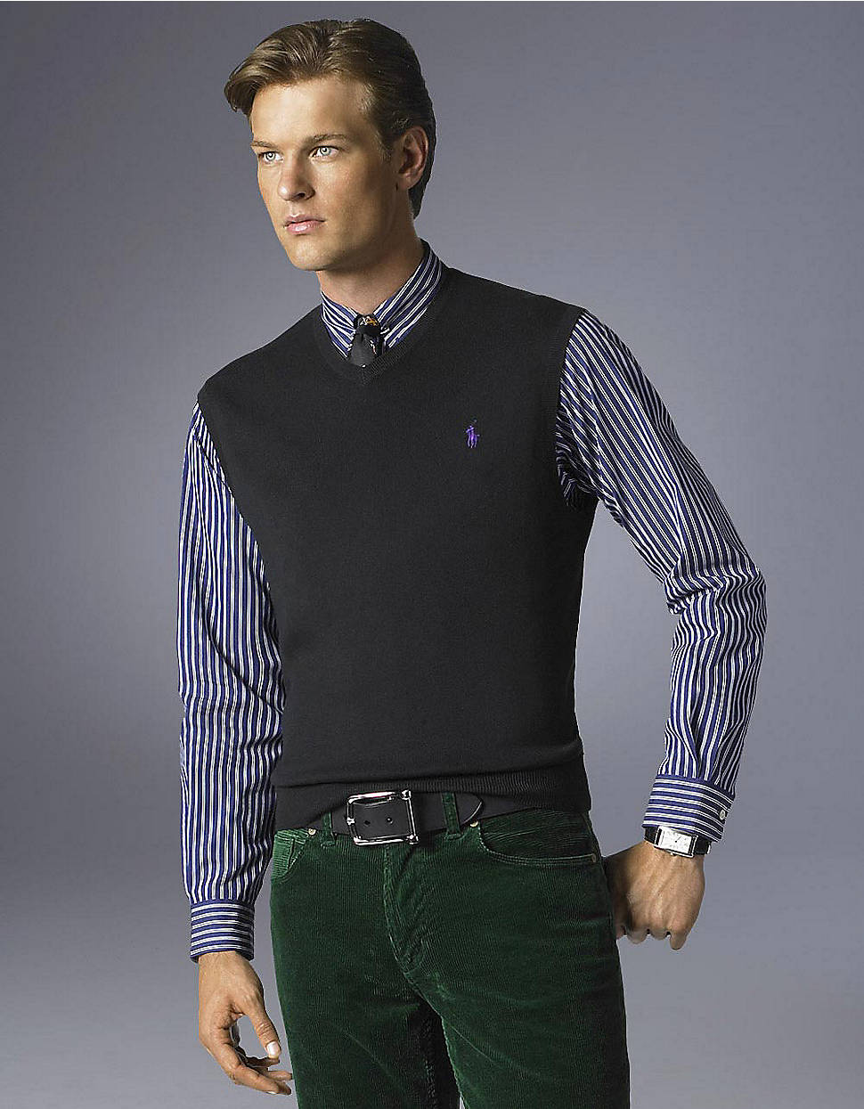 Lyst - Polo Ralph Lauren Pima Cotton Vneck Sweater Vest in Blue for Men