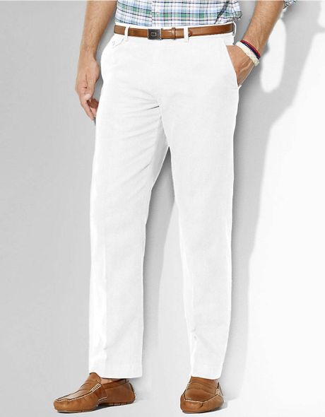 Polo Ralph Lauren Briton Cottonlinen Flatfront Pants in White for Men ...