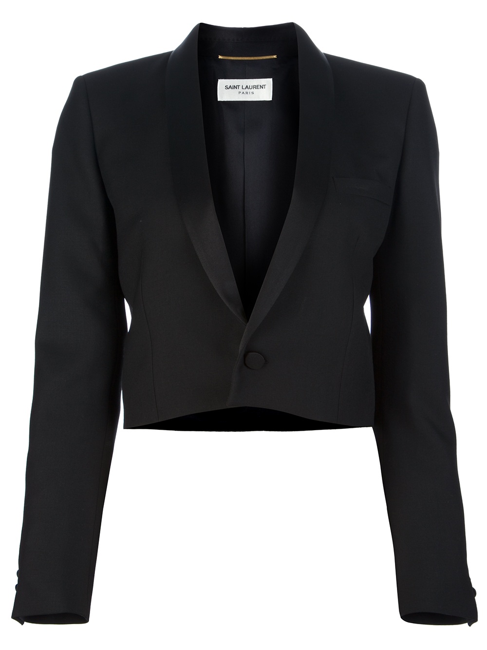 Lyst - Saint Laurent Cropped Jacket in Black