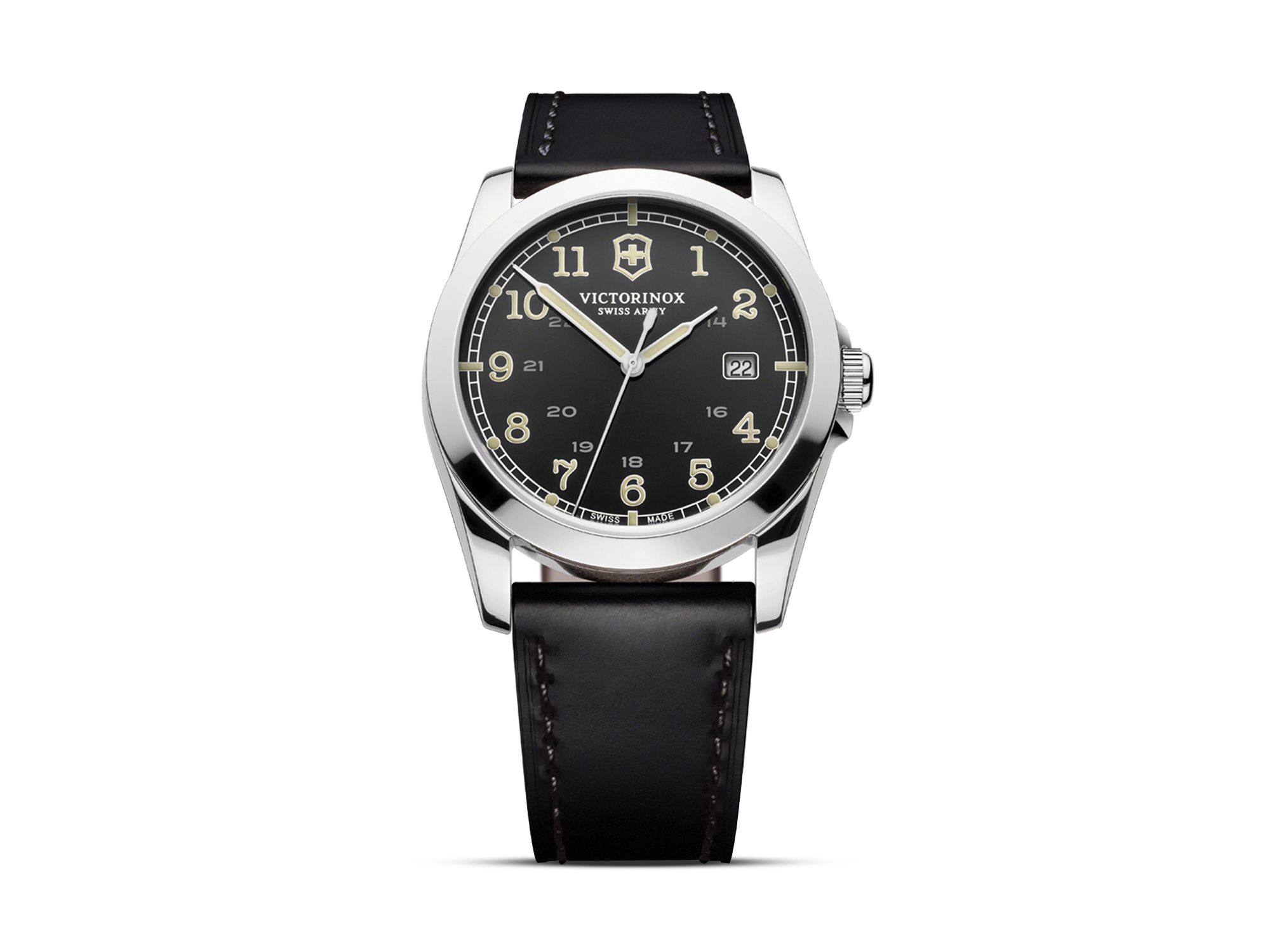 lyst victorinox swiss army black leather 40mm in black for lyst victorinox swiss army black leather 40mm in black for