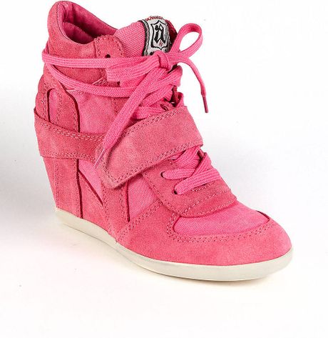 Ash Bowie Suede Wedge Sneakers in Pink | Lyst