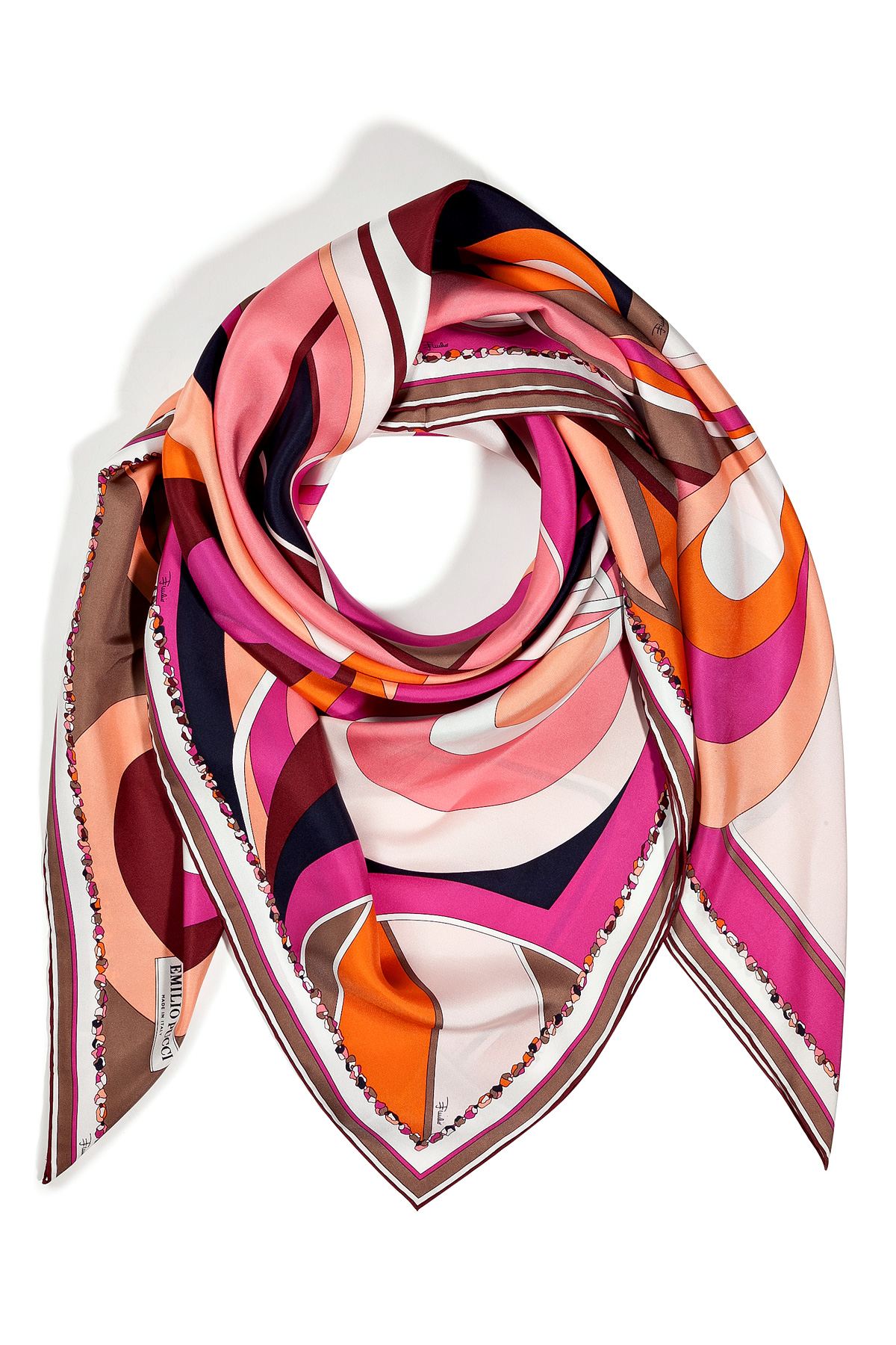 Emilio Pucci Fuchsiaorangemulti Printed Silk Scarf in Pink (fuchsia) | Lyst