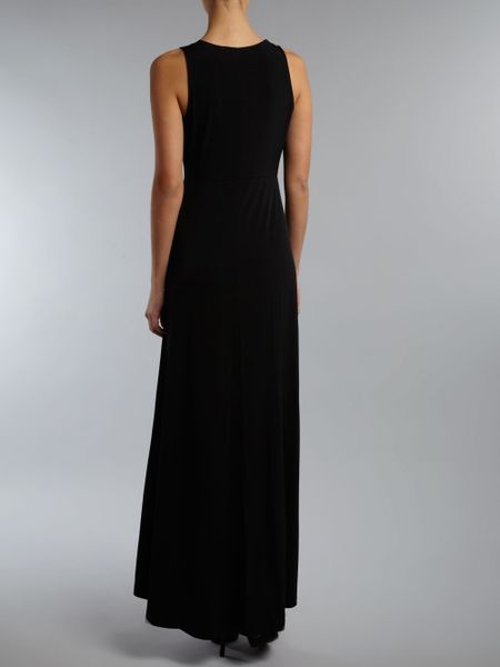 Michael Michael Kors Sleeveless Pleated Front Maxi Dress in Black | Lyst