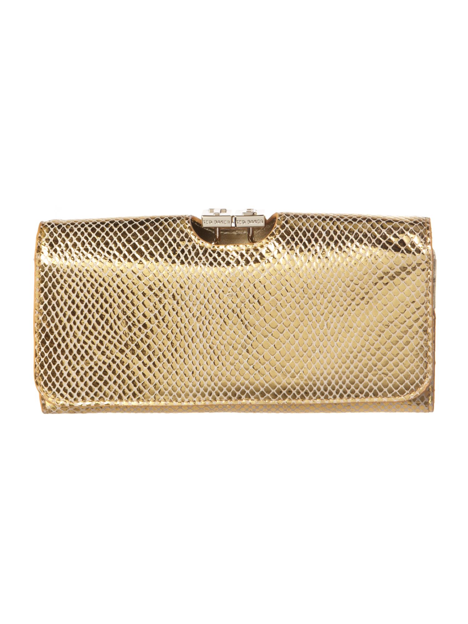 Ted Baker Met Snake Flap Over Purse in Gold (metallic) | Lyst