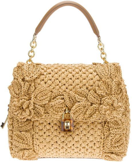 Dolce & Gabbana 'Sicily' Raffia Handbag in Beige (camel) | Lyst