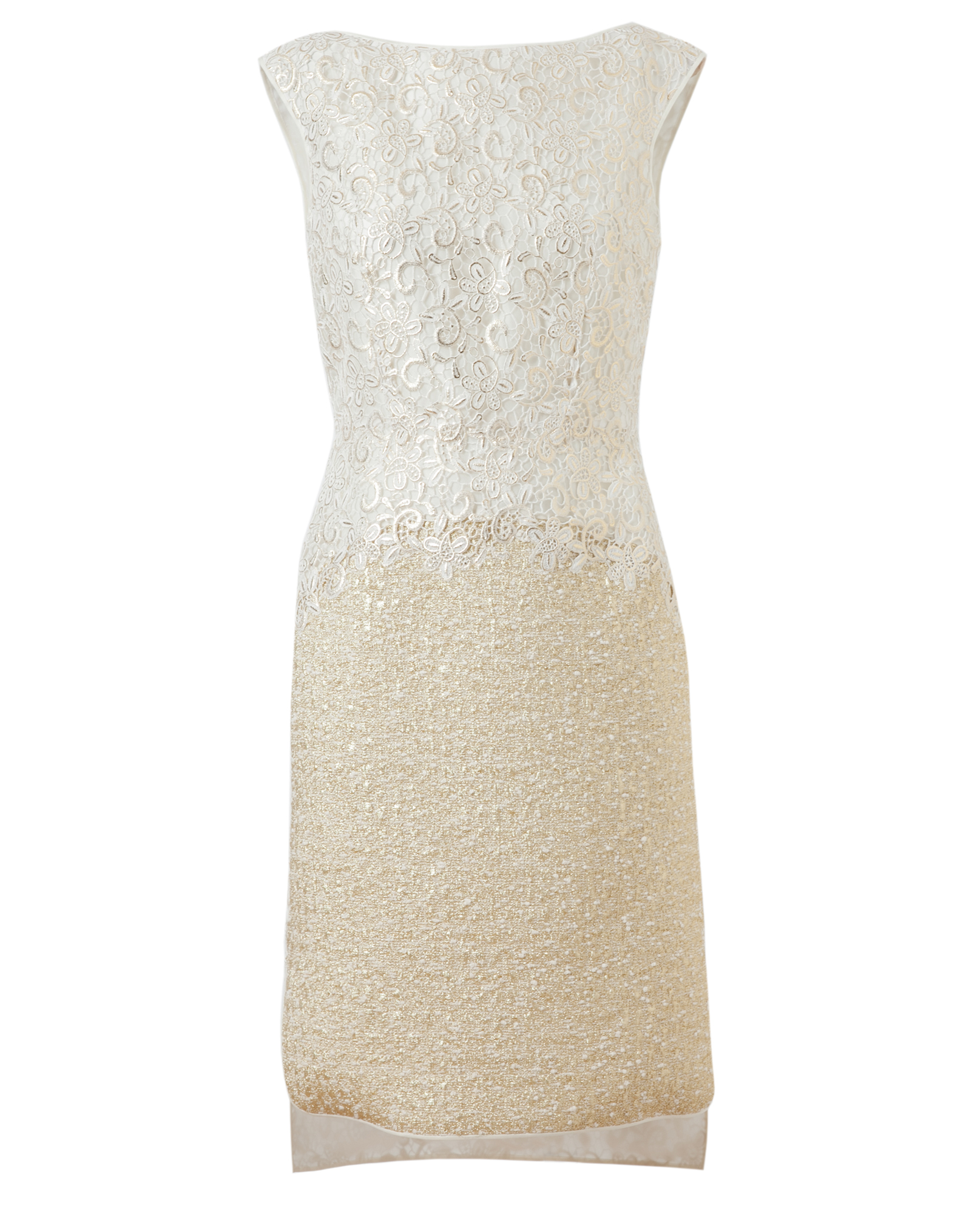 Giambattista valli Macrame Lace and Lurex Tweed Dress in Beige | Lyst