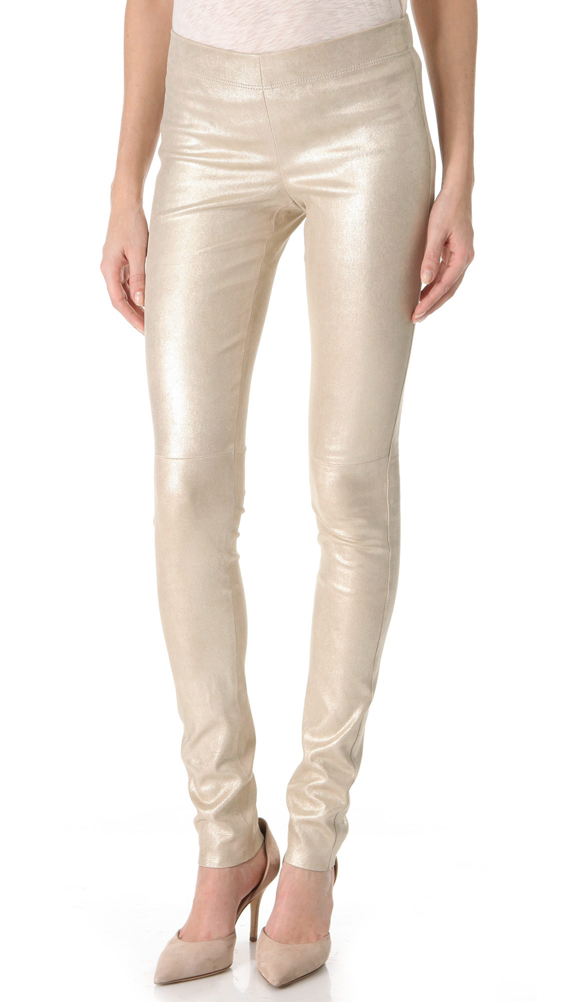 metallic track pants