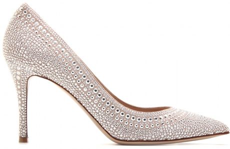 Valentino Glam Stud Embellished Suede Pumps in Silver | Lyst