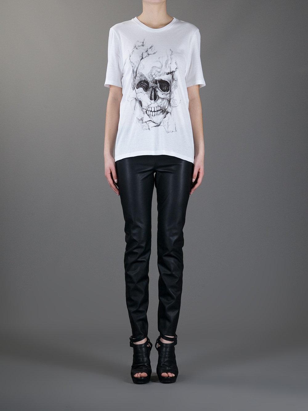 Lyst - Alexander Mcqueen Printed T-Shirt in White