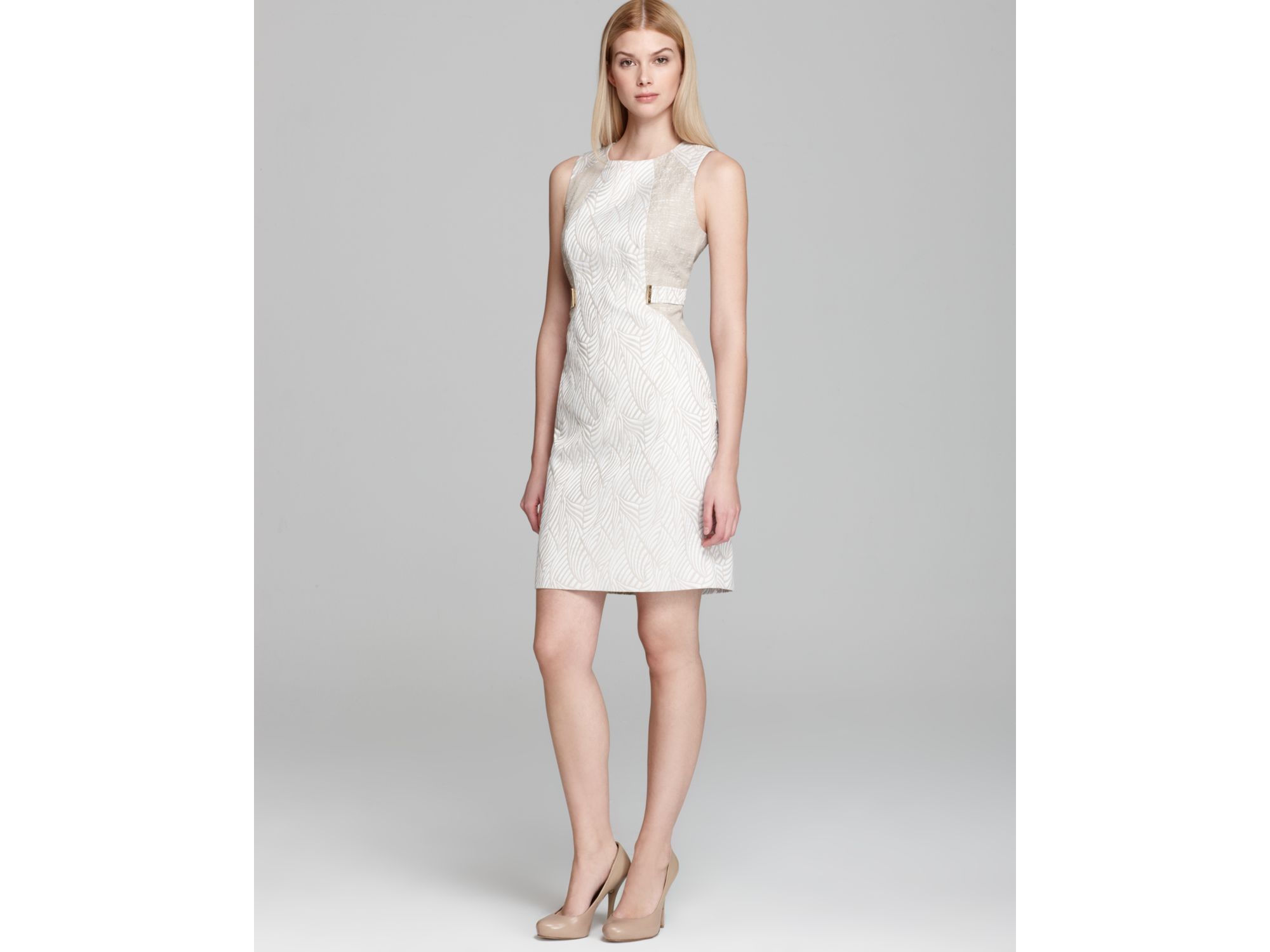 Lyst Calvin Klein Tab Waist Dress In White Gallery