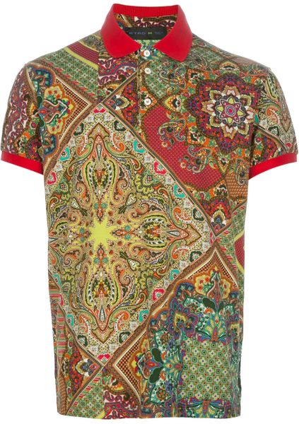 Etro Paisley Polo Shirt in Red for Men | Lyst