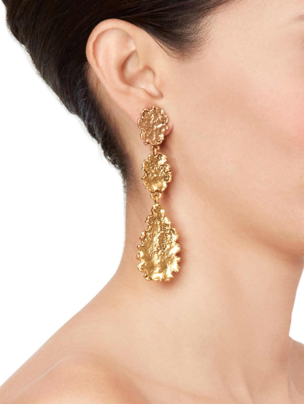 Lyst - Oscar de la renta Goldplated Crystal Earrings in Metallic