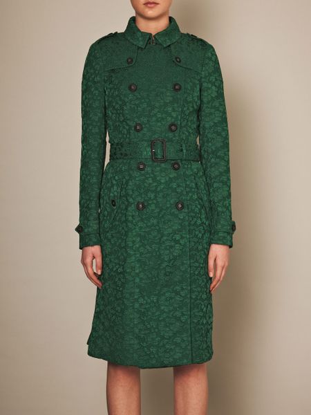 Burberry Prorsum Lace Fishtail Trench Coat in Green (emerald) | Lyst