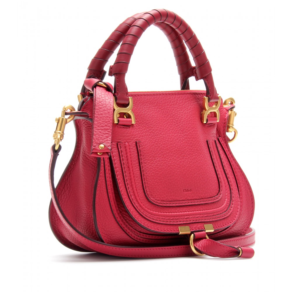 Chlo Baby Marcie Leather Handbag in Pink (peony red) | Lyst  