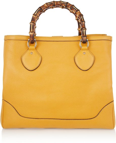 Gucci Diana Leather Tote in Yellow | Lyst