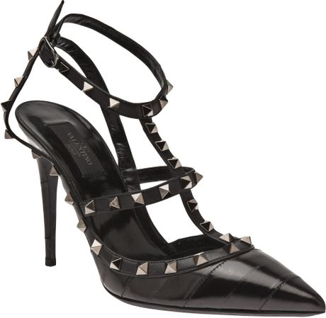 Valentino Leather Sling Back Heel in Black | Lyst