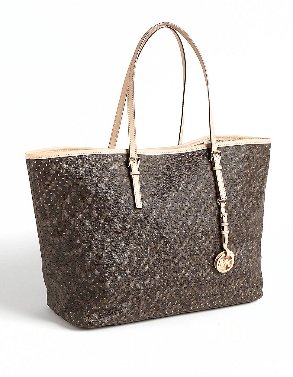 Michael Michael Kors Jet Set Logo Perforated Tote Bag in Brown | Lyst