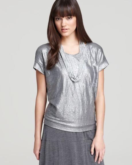 Eileen Fisher Metallic Dolman Wedge Top in Silver (ash) | Lyst