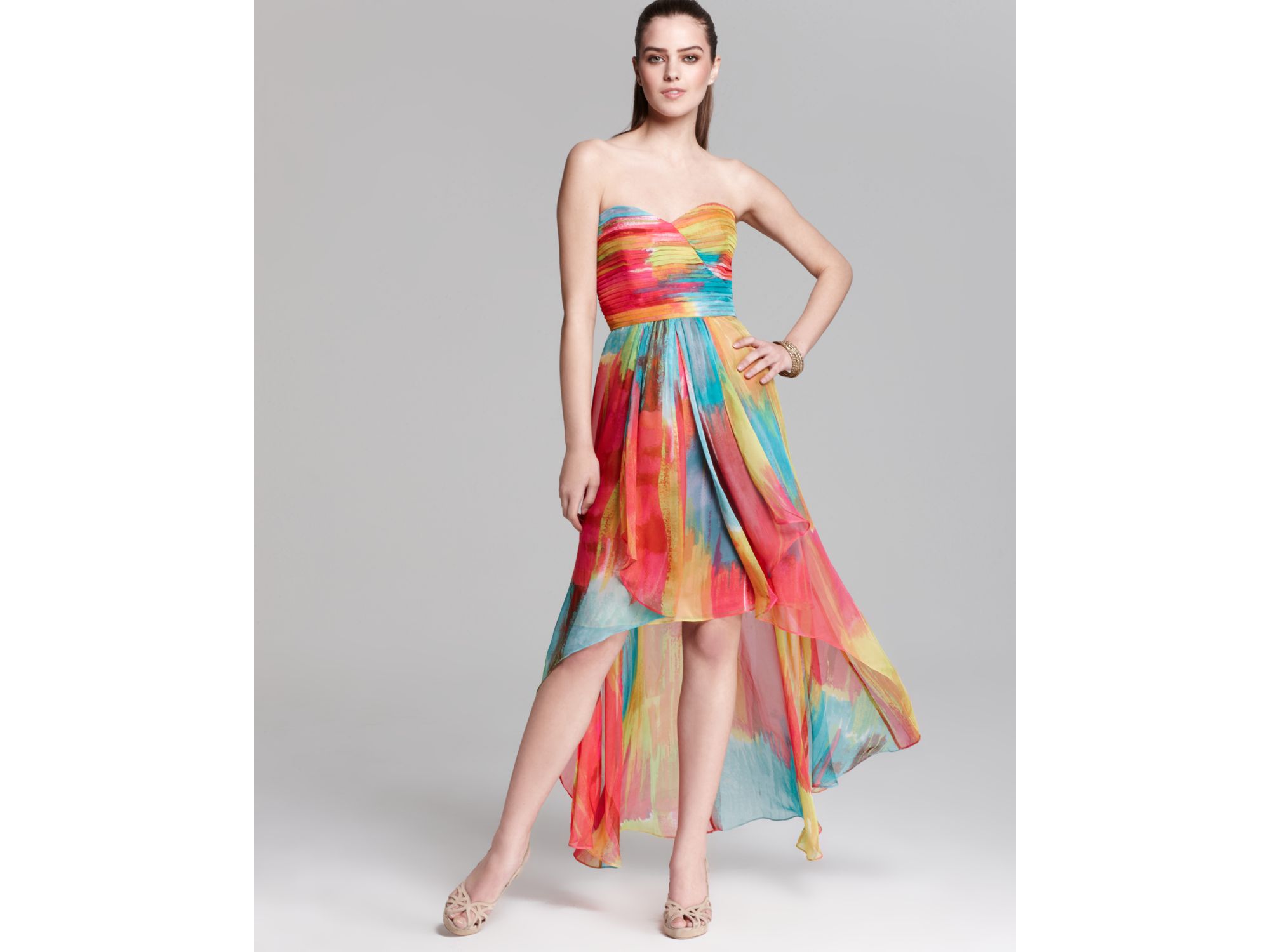 Rainbow High Low Prom Dress