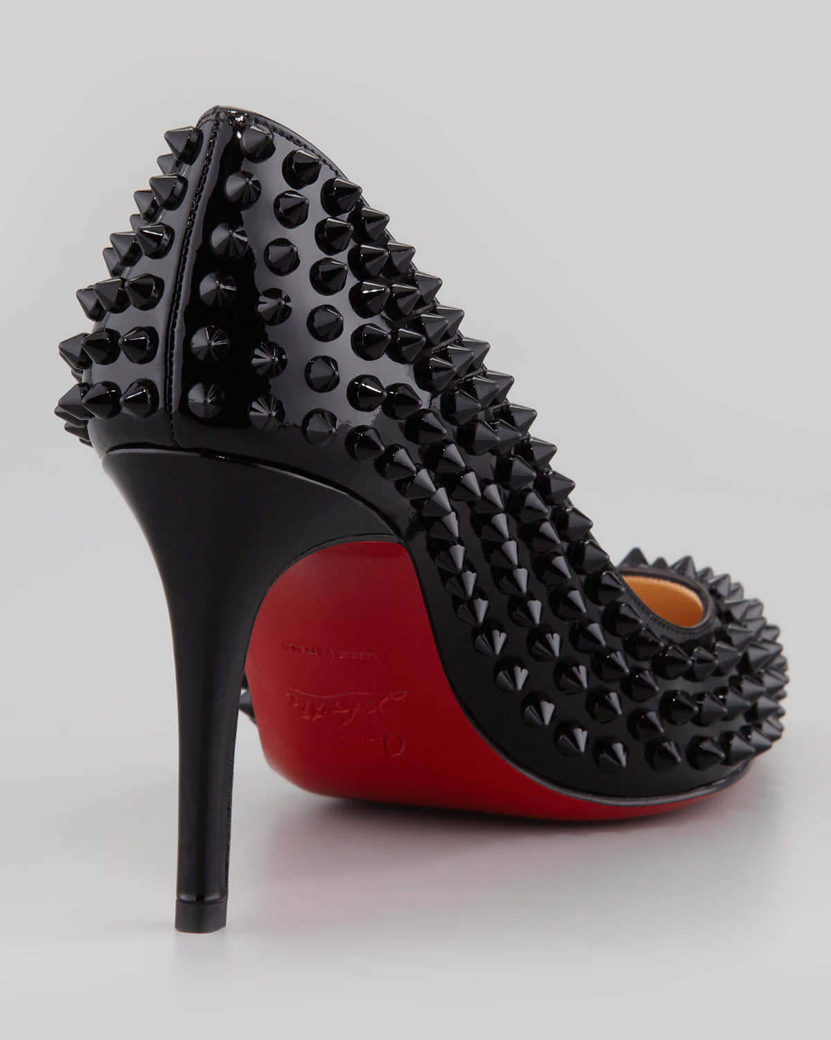 Christian louboutin Studded Patent Leather Pumps in Black | Lyst