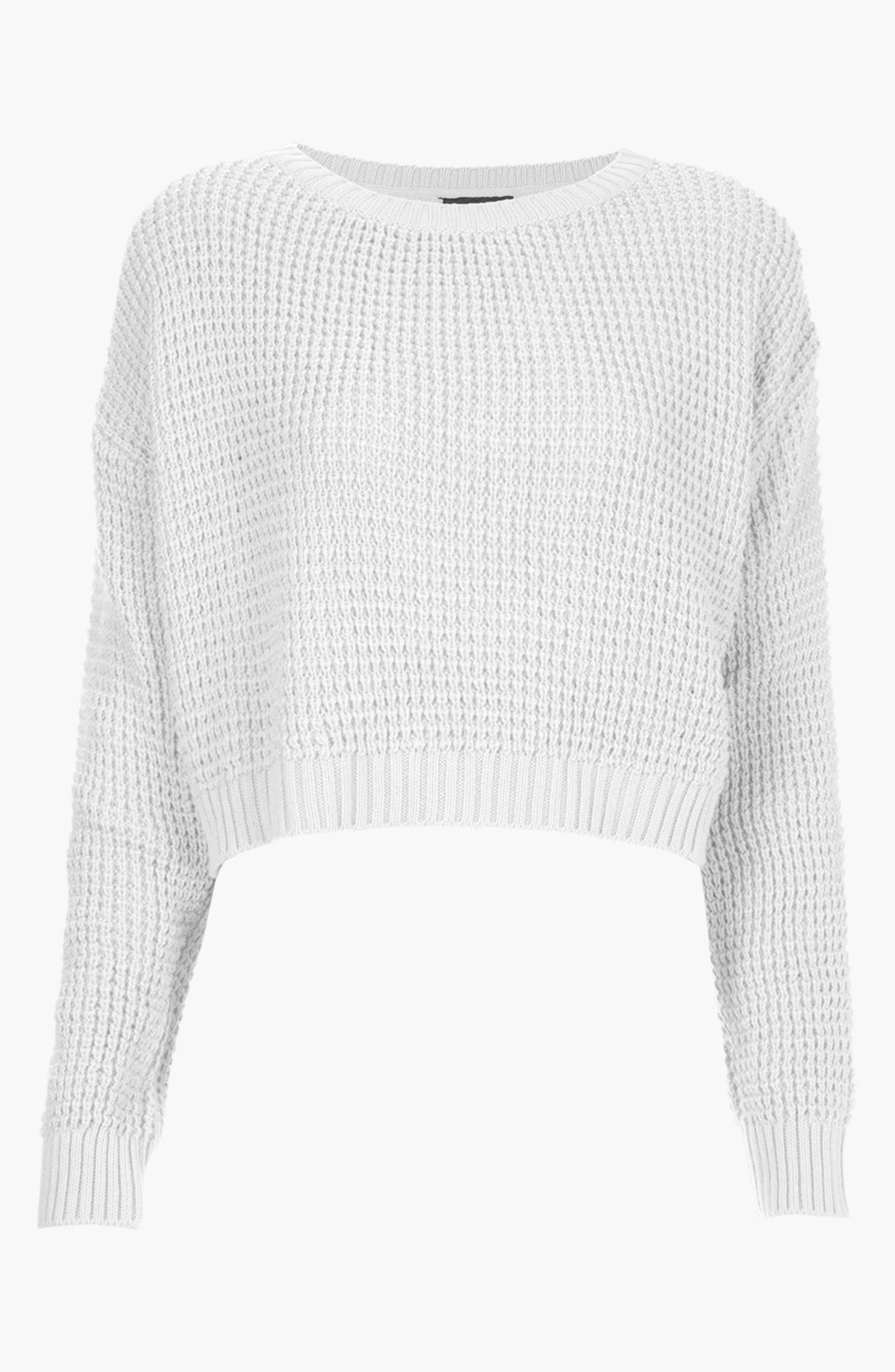 Topshop Knitted Textured Crop Jumper in White | Lyst