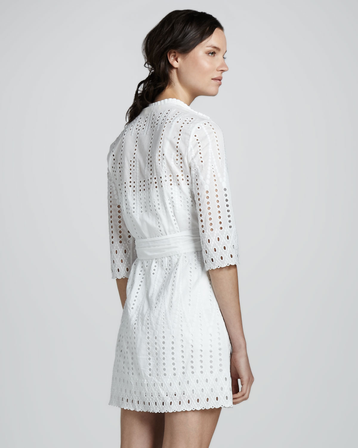Catherine malandrino Eyelet Shirtwaist Dress in White | Lyst