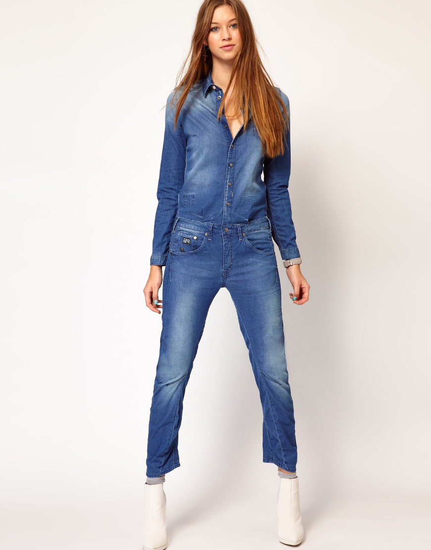 G-star raw Gstar Denim Jumpsuit in Blue | Lyst