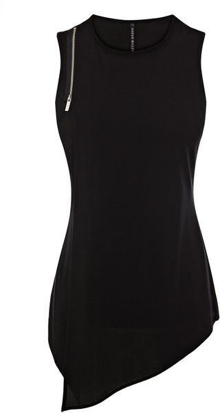 Karen Millen Draped Double Layer Vest in Black | Lyst