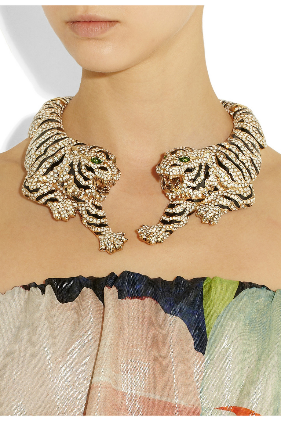 Lyst - Roberto Cavalli Goldplated Swarovski Crystal Tiger Necklace in
