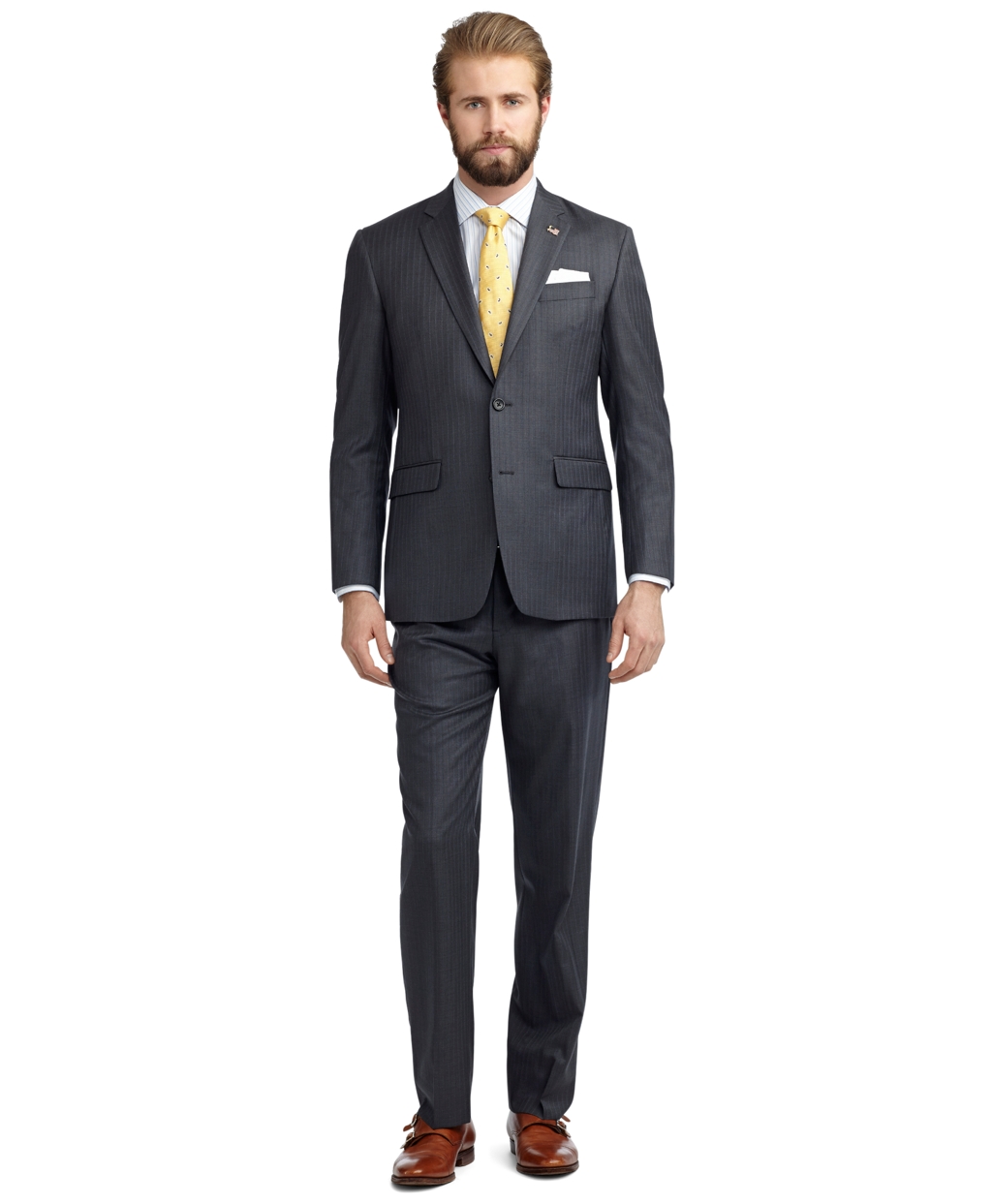 Brooks Brothers Milano Fit Saxxon Shadow Blue Rope Stripe Suit in Gray ...