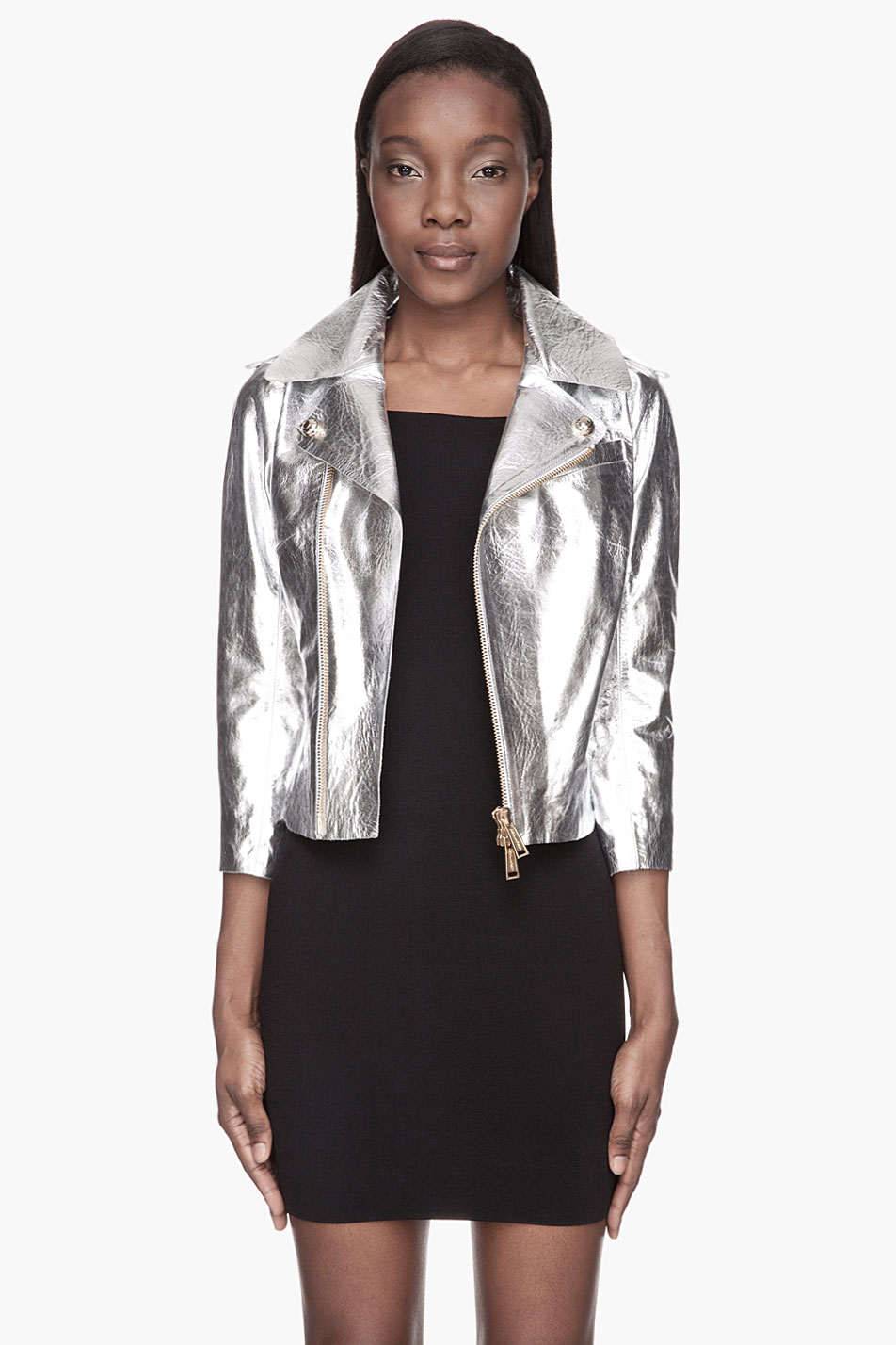 Dsquared² Metallic Silver Venusia Leather Jacket in Metallic | Lyst
