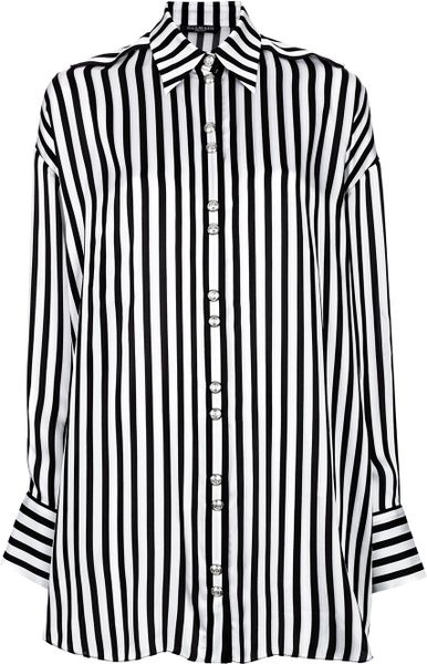 Balmain Striped Shirt in White | Lyst