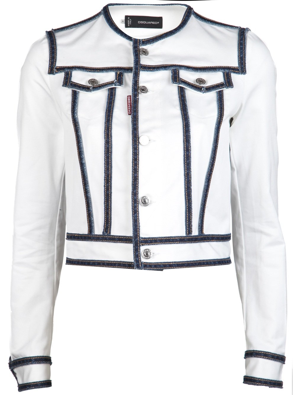 Dsquared2 Cropped Denim Jacket in White (denim) | Lyst