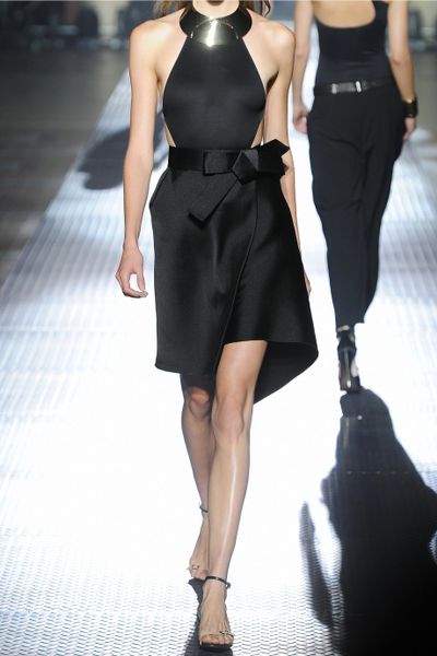 Lanvin Duchesse Satin Bow Skirt in Black | Lyst