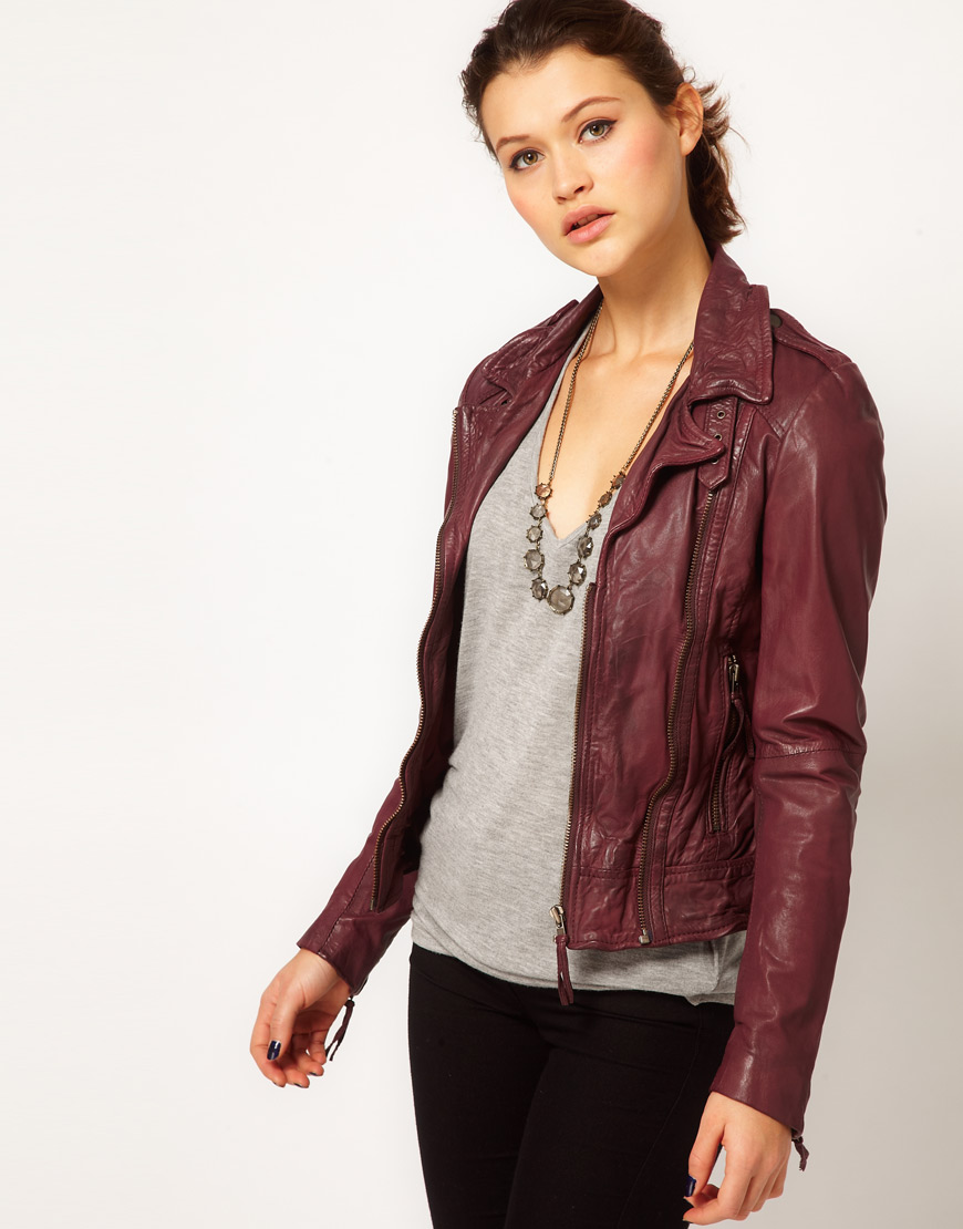 Muubaa Vienna Biker Leather Jacket In Purple Lyst Gallery