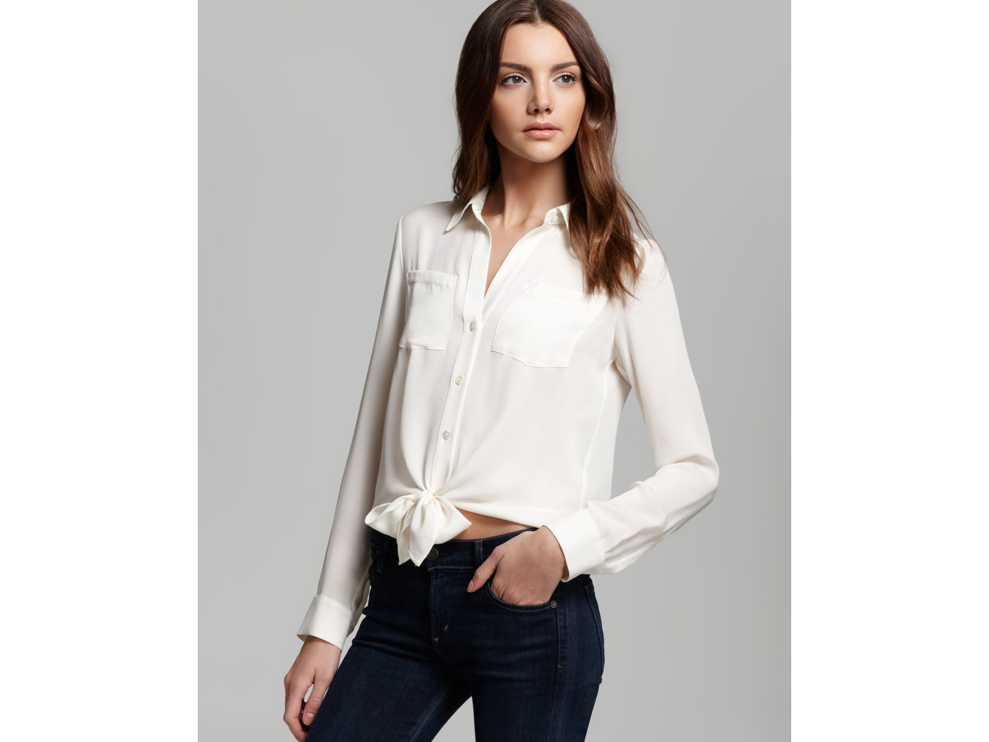 Theory Shirt Orencia Tie Front in White | Lyst