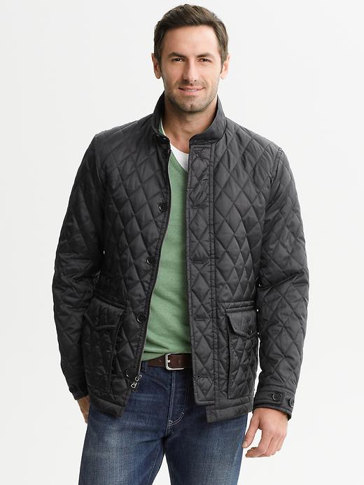 Banana Republic Quilted Black Jacket in Black for Men | Lyst