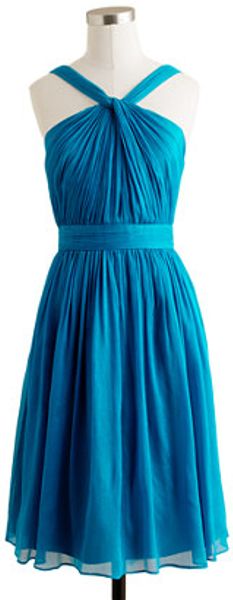 J.crew Sinclair Dress in Silk Chiffon in Blue (matisse blue) | Lyst