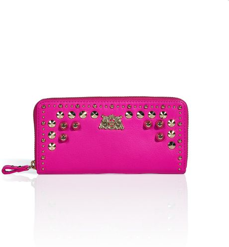 Juicy Couture Pink Cerise Tough Girl Leather Zip Wallet in Pink | Lyst